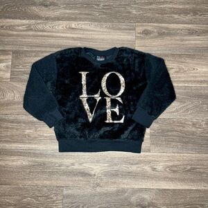 Black‎ Fuzzy Sweatshirt with Gold 'LOVE'